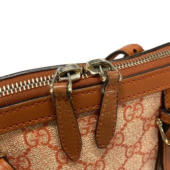 GUCCI Nice/GG Plus GG Supreme Orange Cream PVC Leather Handbag 329-080925 - Picture 10 of 14